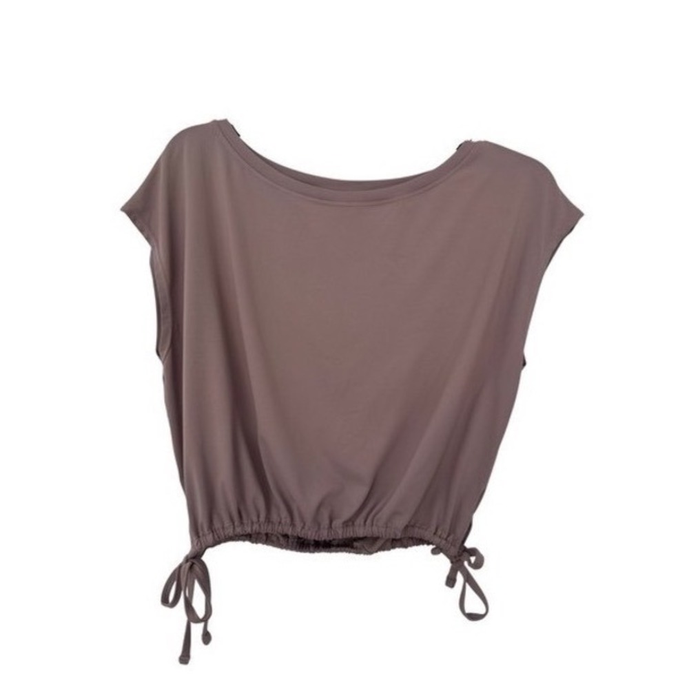 🌴 Kyodan Women Mauve Cinched Side Tie Cap Sleeve Activewear Crop Top